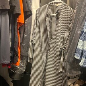 Michael Kors Black and White Striped shirt dress
